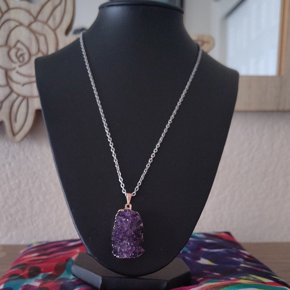 Purple Crystal Pendant Necklace